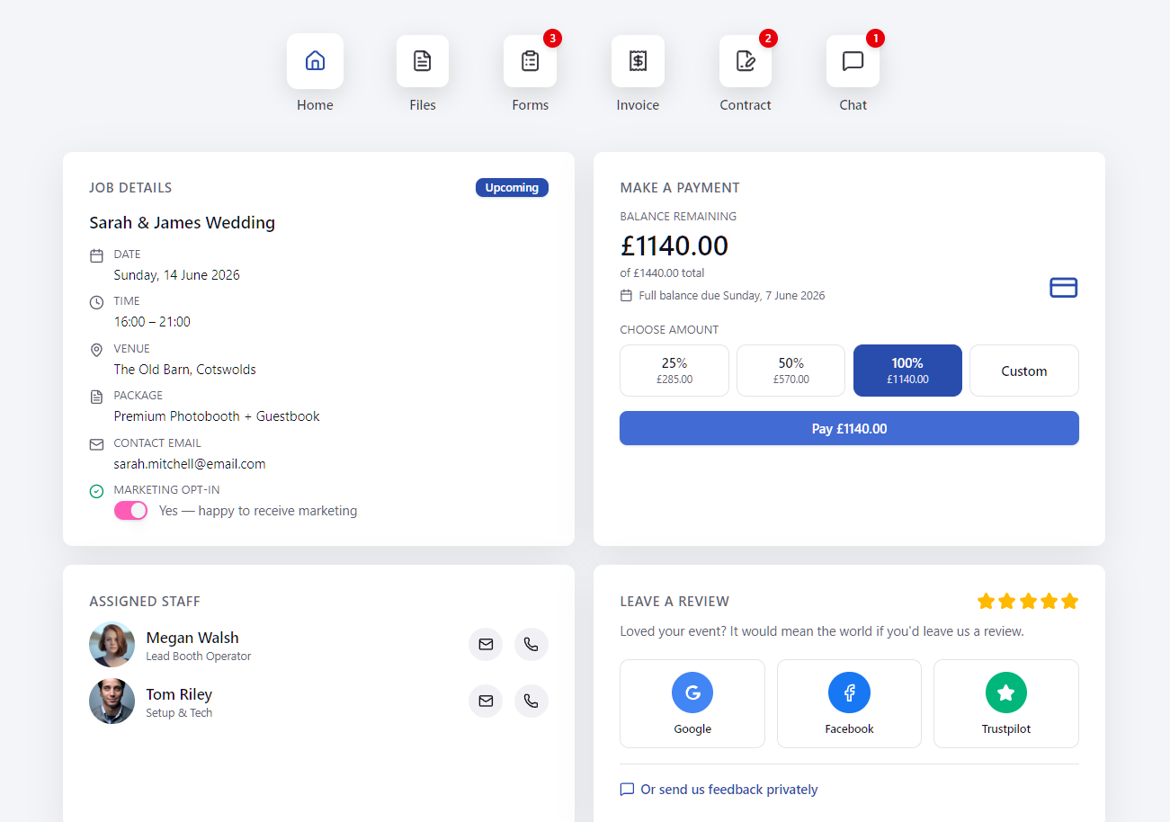Client portal experience