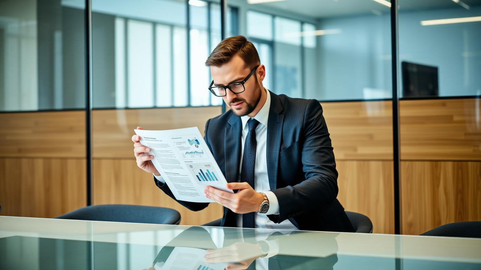 Account manager reviewing a branded proposal on a tablet