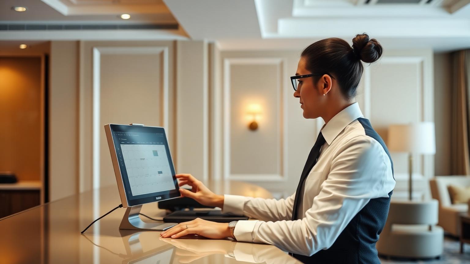 Hotel events manager checking a recurring booking calendar